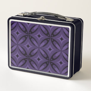 Vintage-Inspired Abstract Geometric Design Metal Lunch Box