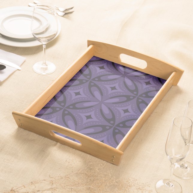 Vintage-Inspired Abstract Geometric Design Serving Tray (Front)
