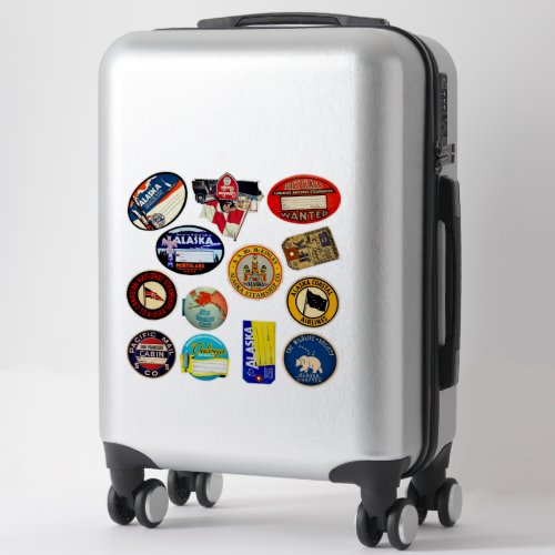 Vintage inspired Alaska Canada luggage baggage tag Sticker