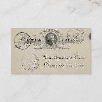 Vintage Inspired Beige Ink Postcard Business Card by camcguire at Zazzle