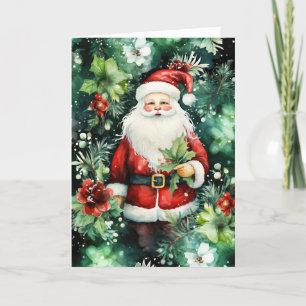 Vintage Inspired Blank Santa Claus Christmas Card