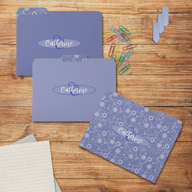 Vintage Inspired Blue Floral File Folders | Zazzle