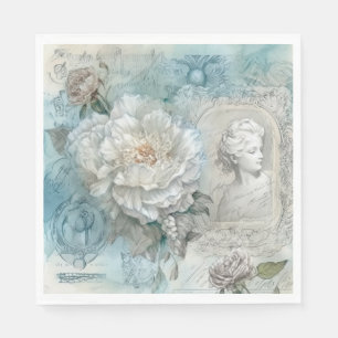 Vintage Inspired Blue Shabby Chic Floral Napkins