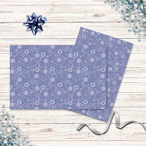 Vintage Inspired Blue  White Floral Tissue Paper