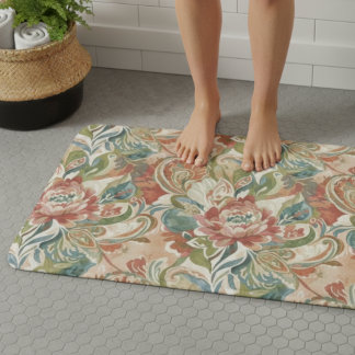 Vintage-Inspired Botanical – Cozy Floral Bath Mat