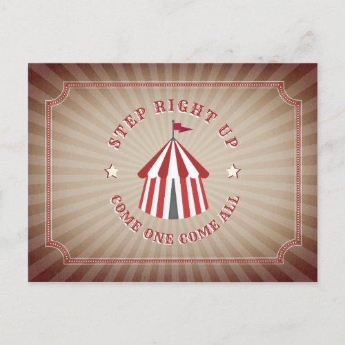 Vintage Inspired Circus Birthday Invitation Postcard