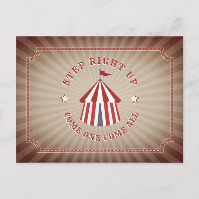 Vintage Inspired Circus Birthday Invitation Postcard (Front)