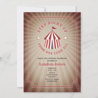 Vintage Inspired Circus Tent Birthday Invitation | Zazzle