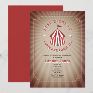 Vintage Inspired Circus Tent Birthday Invitation