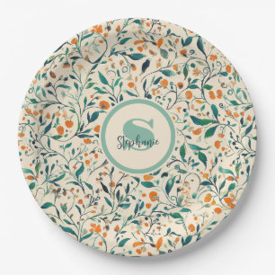 Vintage-Inspired Colorful Paisley Leaf Pattern (3) Paper Plates