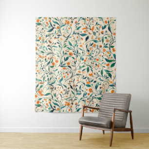 Vintage-Inspired Colorful Paisley Leaf Pattern (3) Tapestry