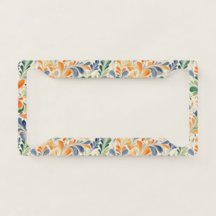 Vintage-Inspired Colorful Paisley Leaf Pattern (4) License Plate Frame