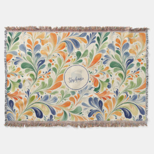 Vintage-Inspired Colorful Paisley Leaf Pattern (4) Throw Blanket