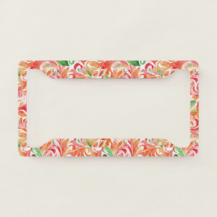Vintage-Inspired Colorful Paisley Leaf Pattern (5) License Plate Frame