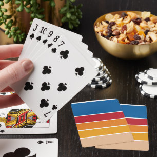 Vintage-Inspired Colorful Stripes Design Poker Cards