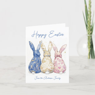 Vintage Inspired Cute Coquette Floral Easter Bunny Holiday Card