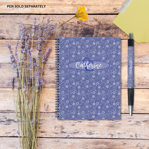 Vintage Inspired Elegant Blue Floral Notebook