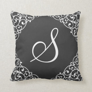 Vintage Inspired Elegant Custom Monogram Design Throw Pillow