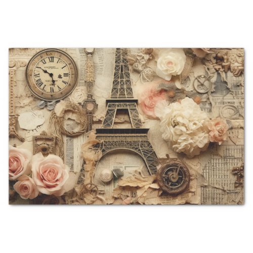 Vintage Inspired Floral Eiffel Tower Tissue Paper