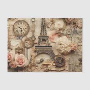 Vintage Inspired Floral Eiffel Tower Tissue Paper
