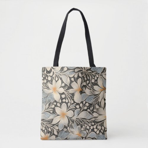 Vintage_Inspired Floral Fusion Tote Bag