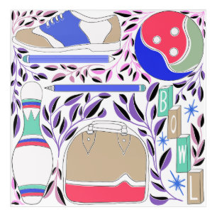 Vintage Inspired Folk Art Bowling Pin and Bag