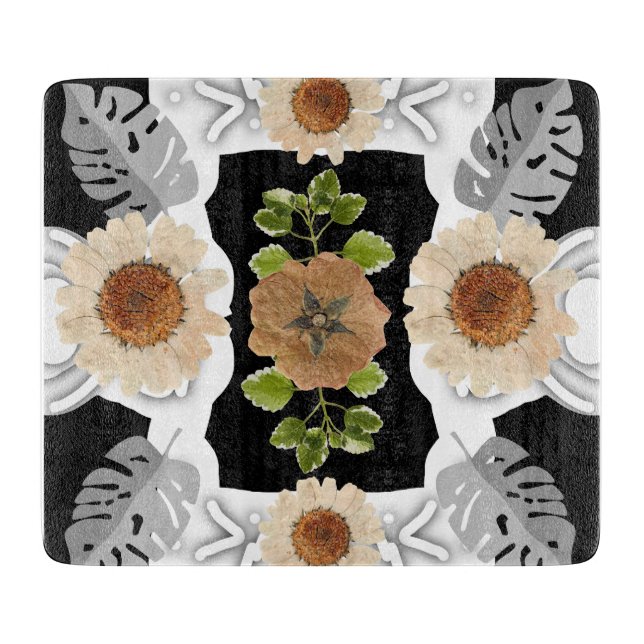 Vintage Inspired Garden Floral Pattern Cutting Board (Front)