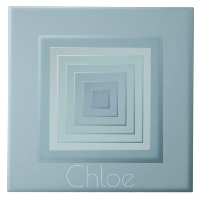 Vintage Inspired Geometric Squares Ceramic Tile (Front)