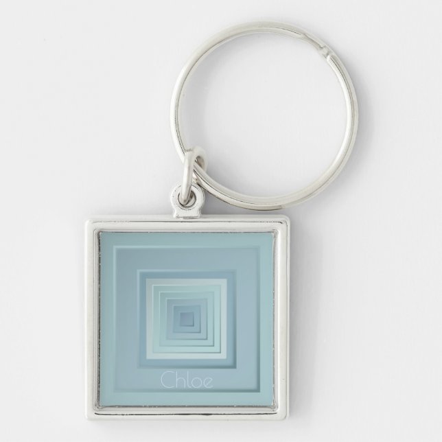 Vintage Inspired Geometric Squares Keychain (Front)