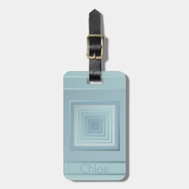 Vintage Inspired Geometric Squares Luggage Tag (Front Vertical)
