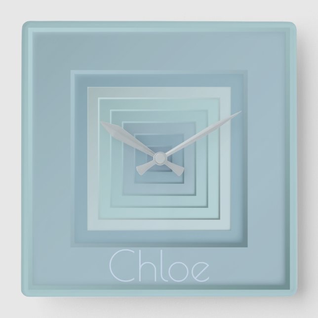 Vintage Inspired Geometric Squares Square Wall Clock (Front)