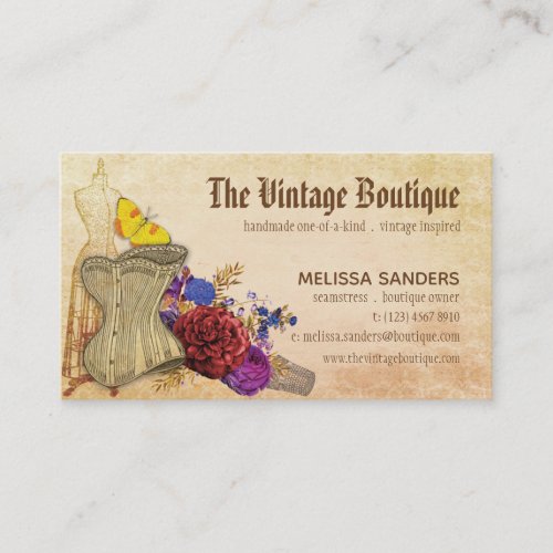 Vintage Inspired Handmade Sewing Rustic Gothic Business Card
