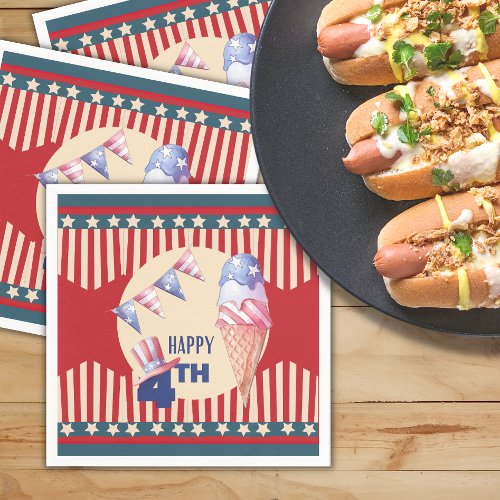 Vintage Inspired Happy 4th Cocktail Napkins