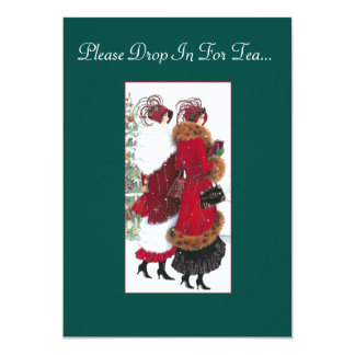 Vintage Inspired Holiday Tea Party Invitation. Card