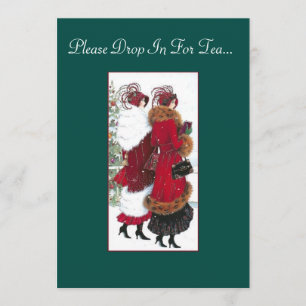 Vintage Inspired Holiday Tea Party Invitation. Invitation