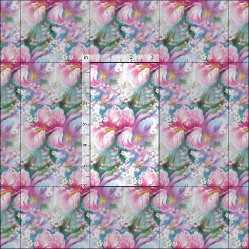 Vintage Inspired Iris Flowers Pink Print Fabric