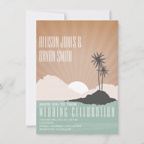 Vintage Inspired Island Beach Wedding Invitation