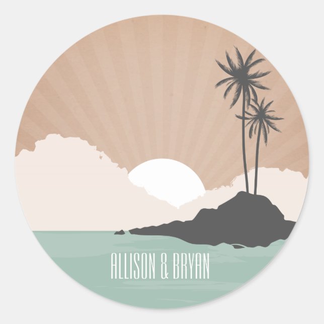 Vintage Inspired Island Wedding Sticker (Front)