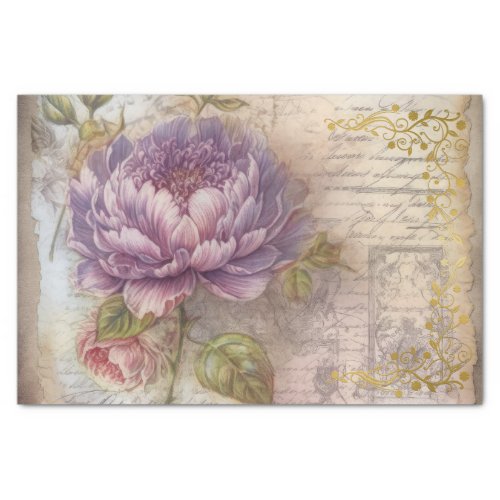 Vintage Inspired Lavender Peonies Tissue Paper