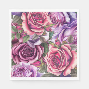 Vintage Inspired Lavender Pink Violet Roses Napkins