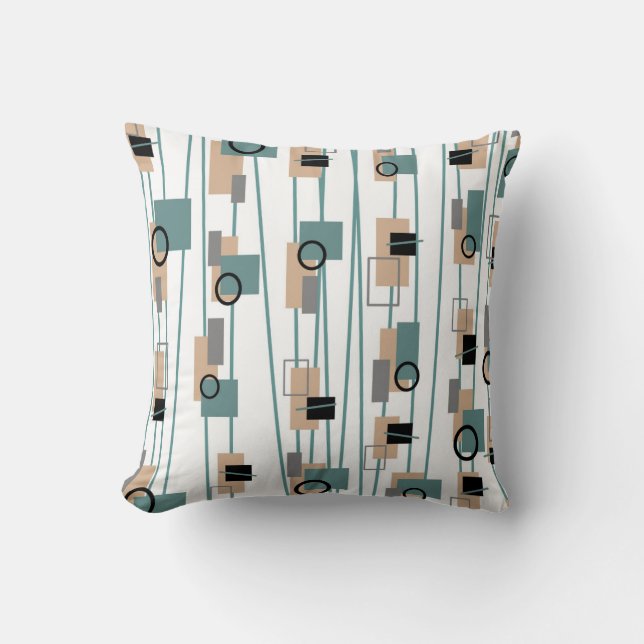 Vintage Inspired MidCentury Modern Retro Throw Pillow (Front)