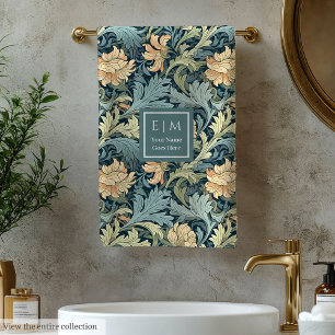 Vintage Inspired Morris Style Personalized Floral Bath Towel Set
