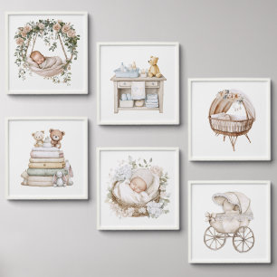 Vintage-Inspired Pastel Nursery Wall Art Peel And Stick Photo Tile