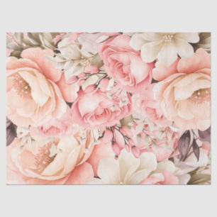 Vintage Inspired Pastel Pink Floral Decoupage Tissue Paper
