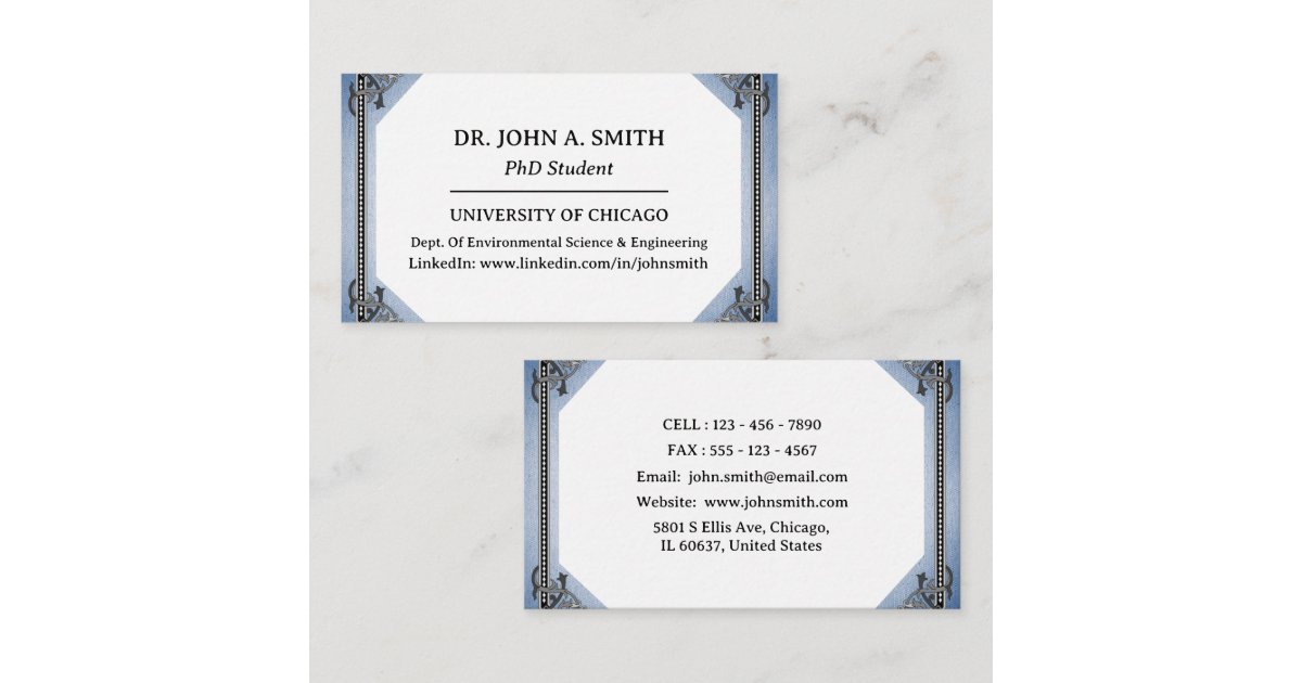 Vintage Inspired PhD Student Business Card Zazzle