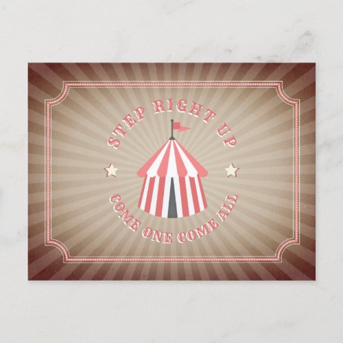 Vintage Inspired Pink Circus Tent Birthday Invitation Postcard