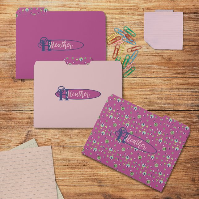 Vintage Inspired Pink Floral File Folders (Vintage Inspired Pink Floral Personalised File Folders.)