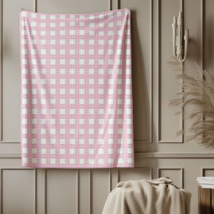 Vintage-Inspired Pink Plaid Blanket Cozy Nights