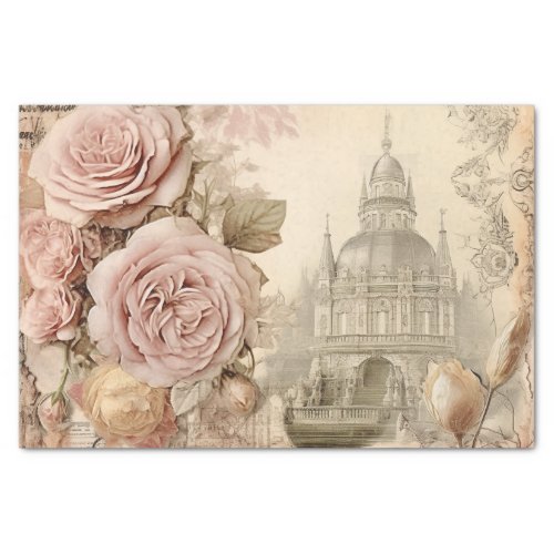 Vintage Inspired Pink Rose  Building Tissue Paper