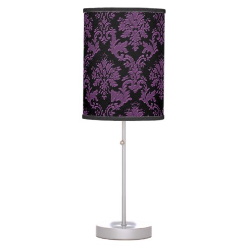 Vintage Inspired Purple and Black Damask Lamp